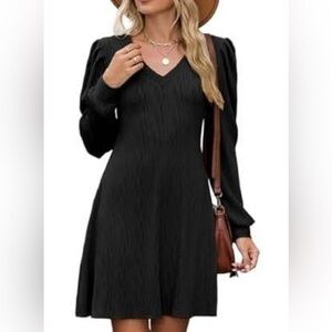 Oyanus- Black V-Neck Knit Long Sleeve Dress (XL)‼️NWT‼️